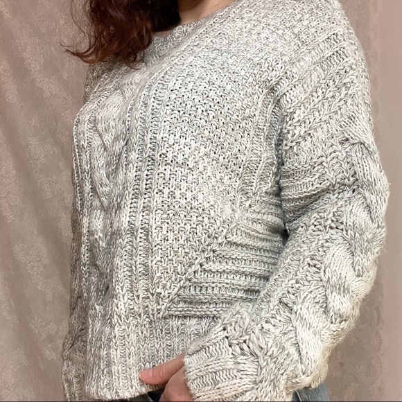 Moon & Madison Chunky Crop Cable Knit Sweater Boho Minimalist Cozy Fall Winter - Picture 4 of 6